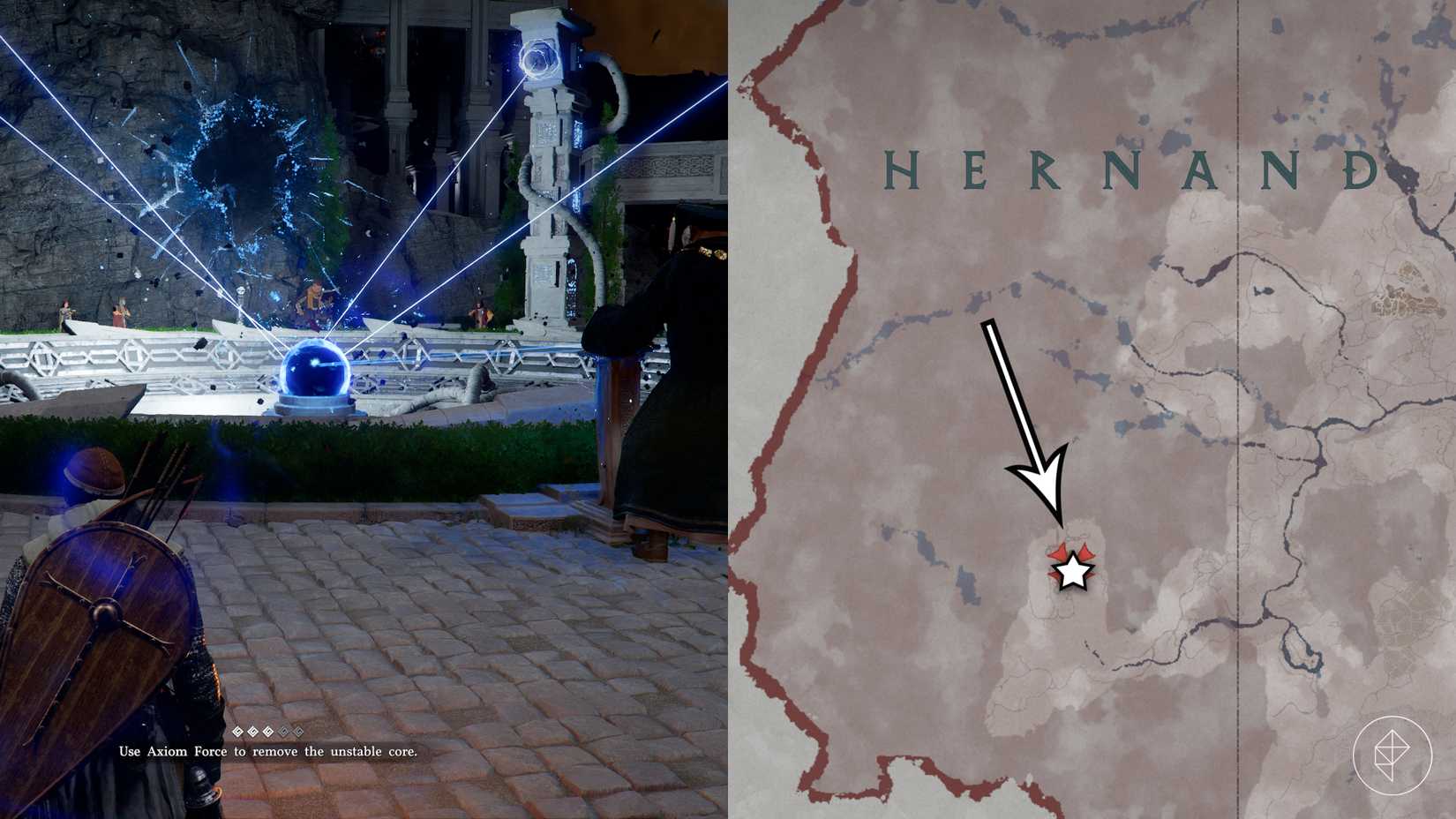 The locations of the Tenebrum boss at the Scholastone Institute in Crimson Desert.