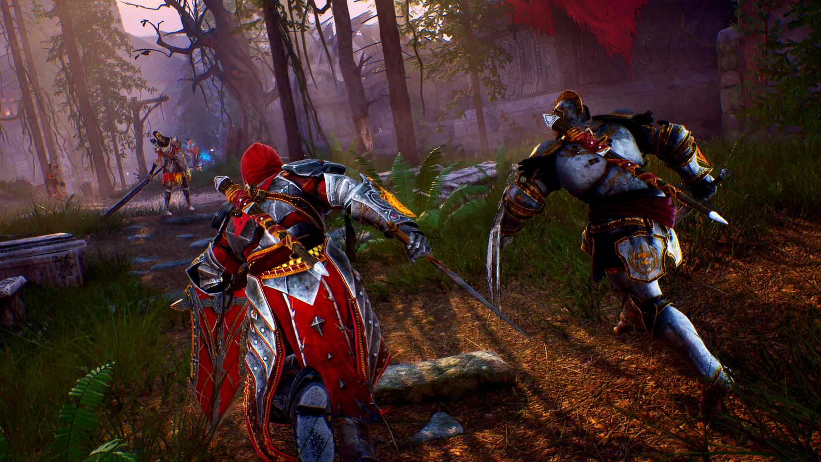 Two characters run towards an enemy in Crimson Moon.