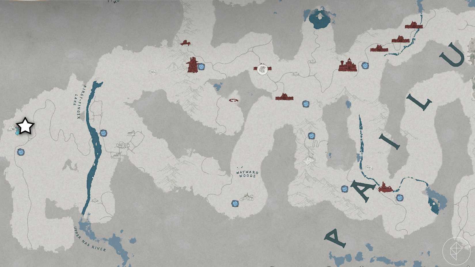 A Crimson Desert image showing the in-game map with the location of the Chillfallen Sword