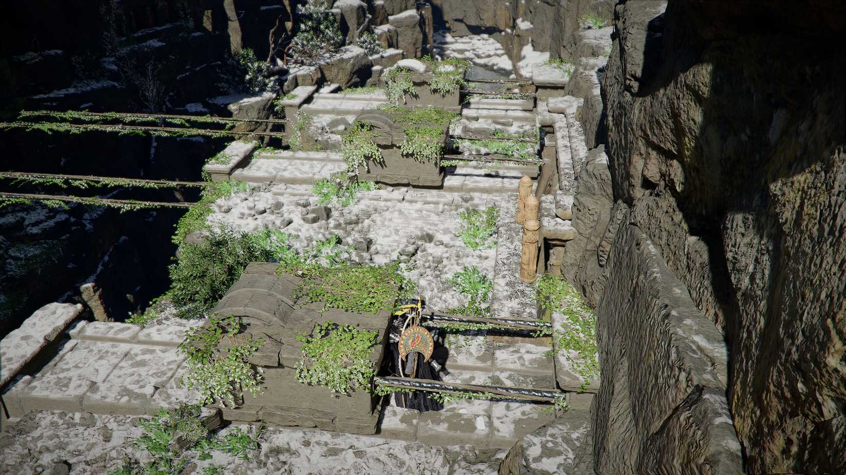 A Crimson Desert screenshot showing Kliff pushing a stone block