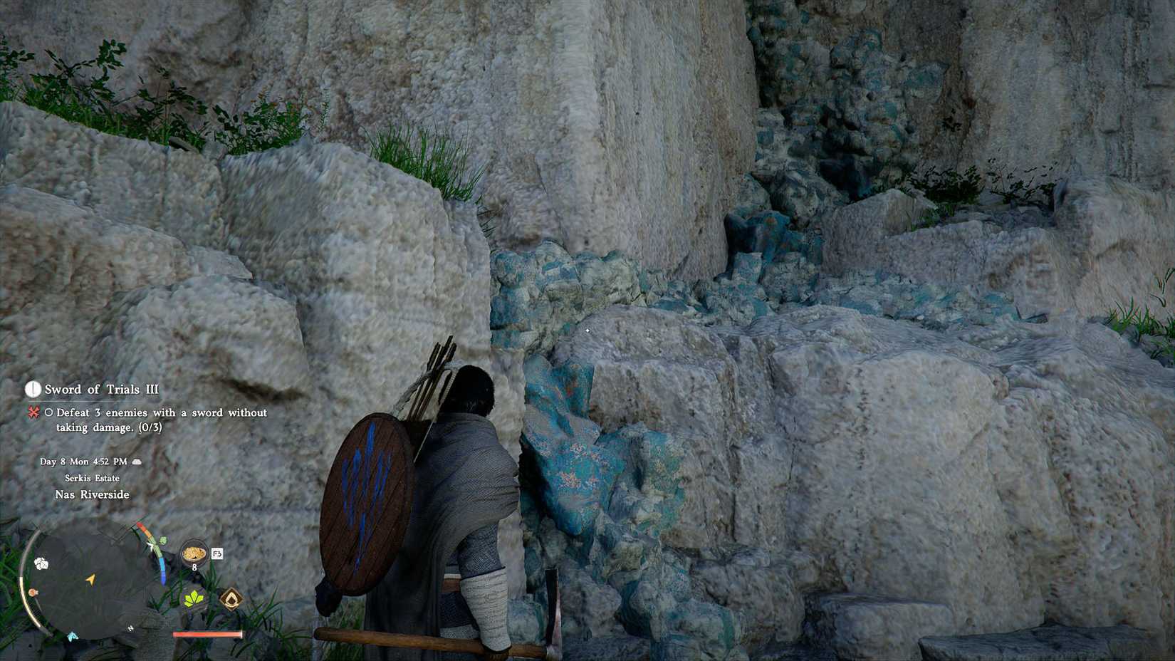 A Crimson Desert screenshot showing the character looking at a vein of copper