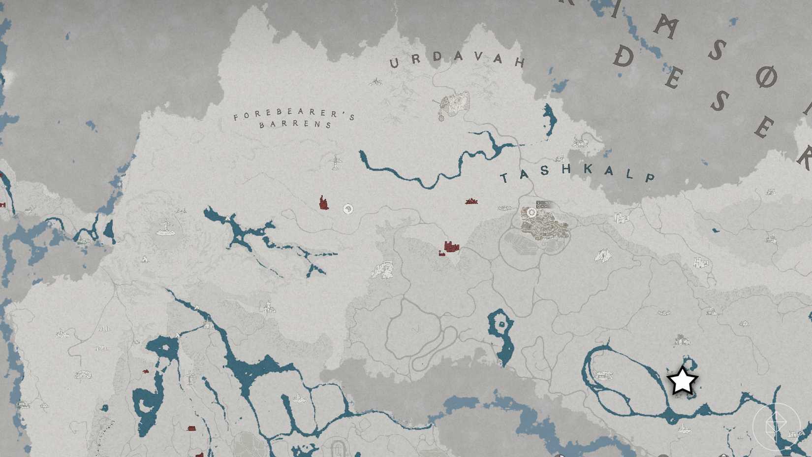 A Crimson Desert image showing the location of the Rock Dusk Warhog legendary mount