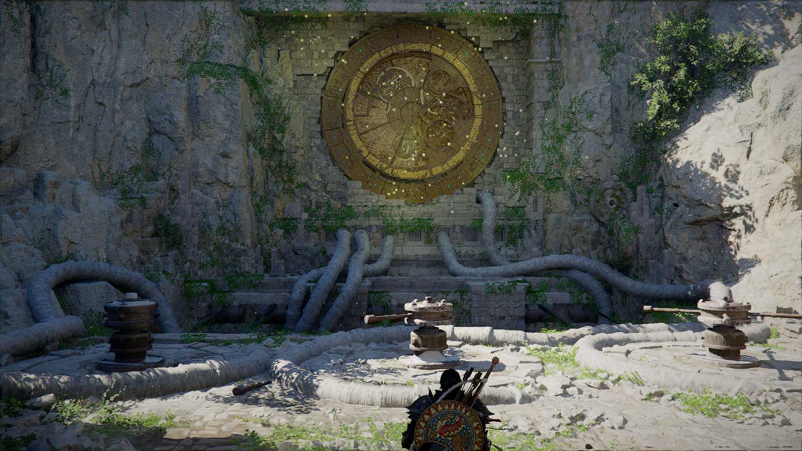 A Crimson Desert screenshot showing Kliff in front of the Trembling Woods puzzle