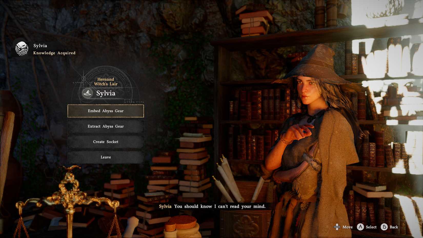 A Crimson Desert screenshot showing Sylvia, the witch