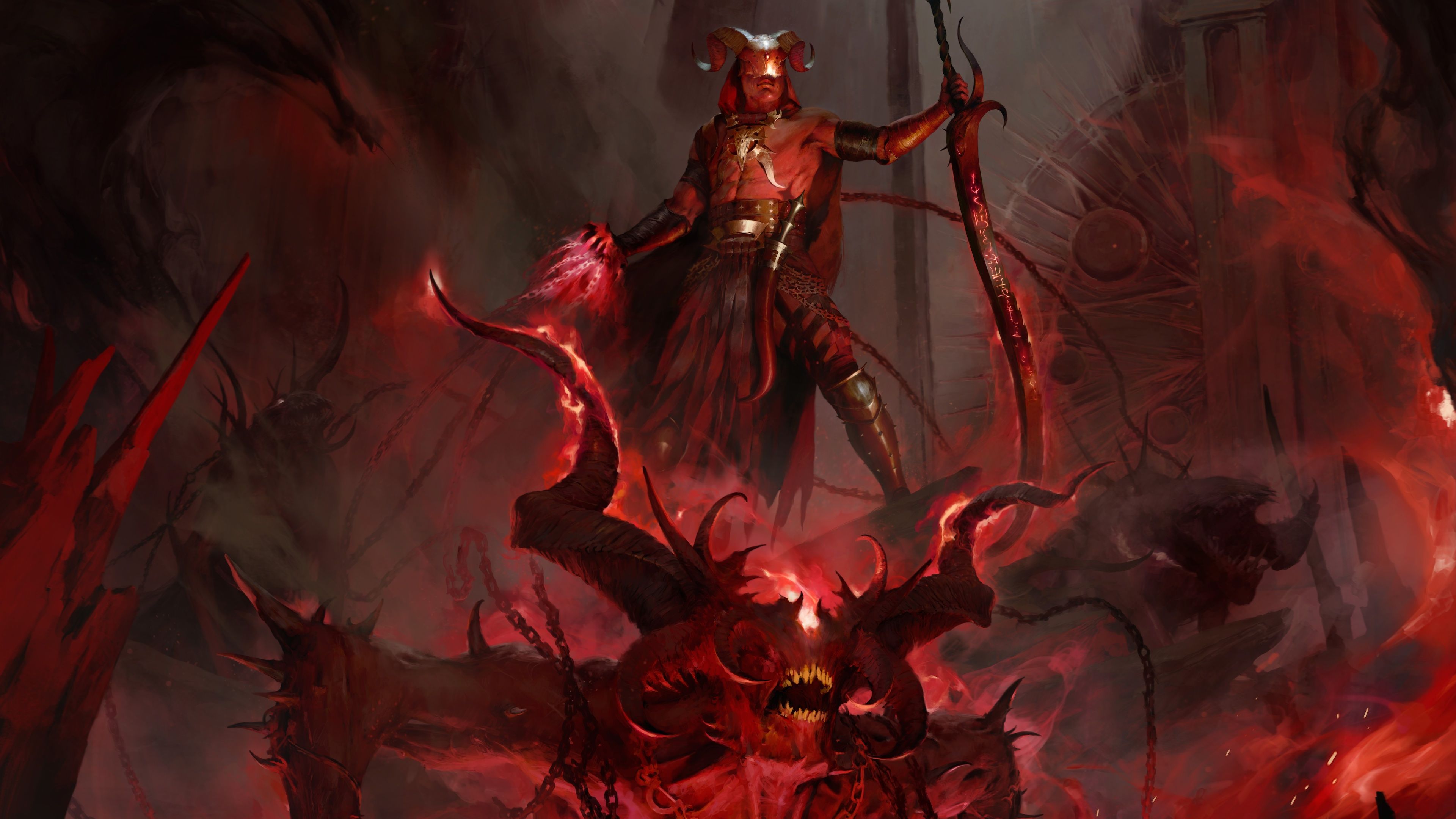 Atmospheric artwork of the Diablo 4 Warlock class