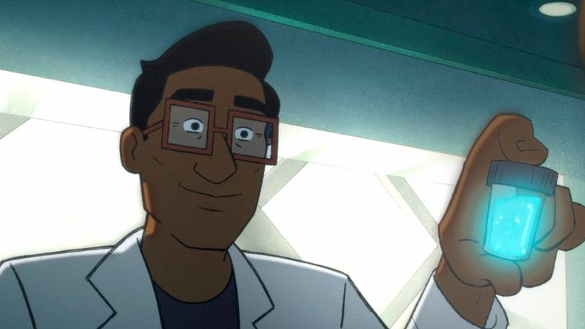 A scientist holding Compound V in The Boys: Diabolical
