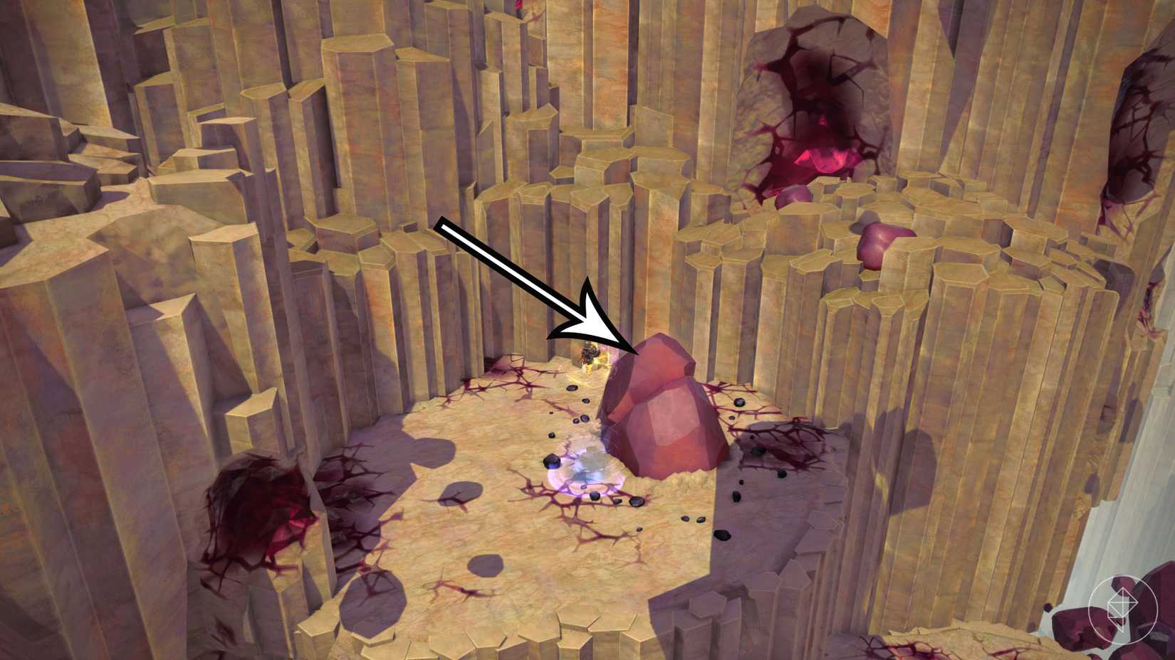 Final Fantasy image showing the location of a rock players need to charge in the Merchant's Tale Variant Dungeon