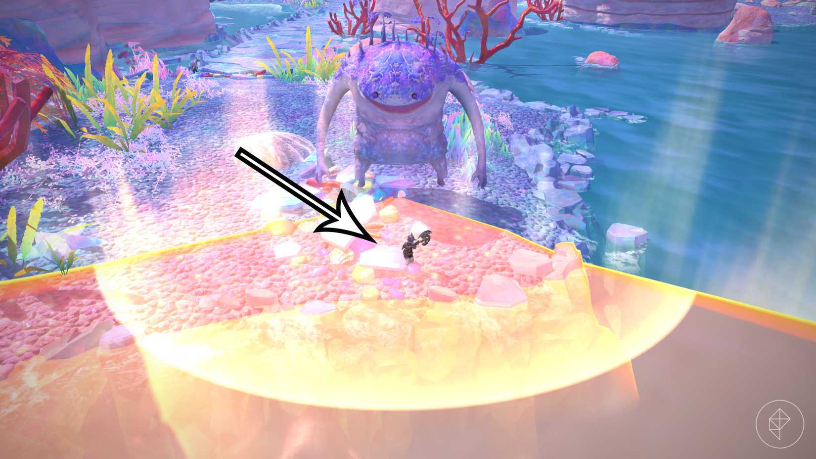 A Final Fantasy XIV screenshot showing where players must position the enemyes attack in the new variant dungeon