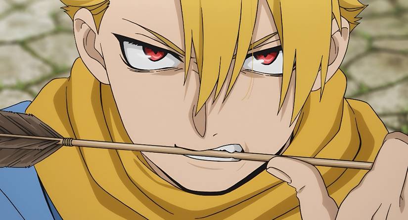 Yuru holds an arrow in his mouth in Daemons of the Shadow Realm