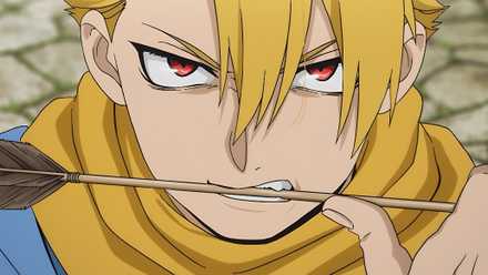Yuru holds an arrow in his mouth in Daemons of the Shadow Realm