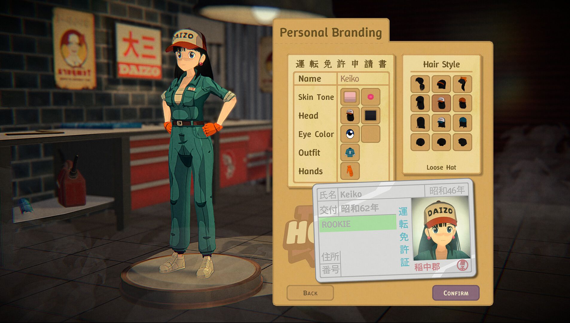 The female protagonist in the upcoming Japanese vehicle sim, Honcho. 
