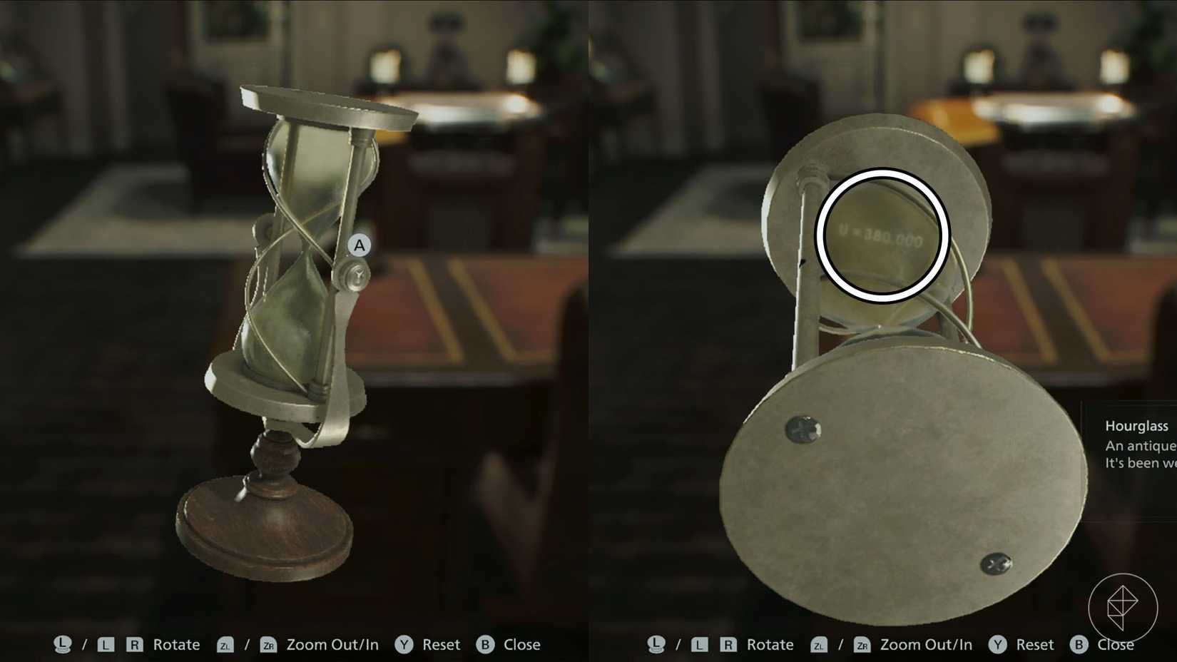 The secret code found inside the hourglass in Resident Evil Requiem.