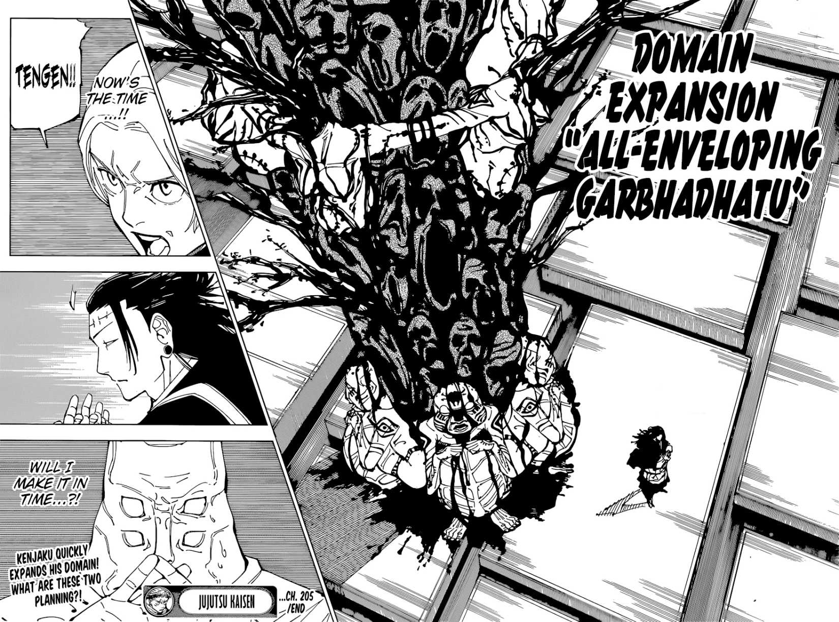 Kenjaku activates his Domain Expansion while Yuki and Tengen appear shocked in Jujutsu Kaisen