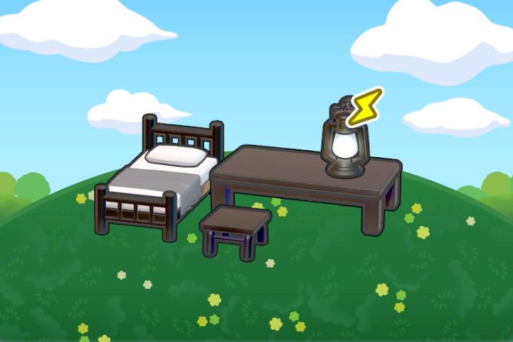 A set of black iron furniture in Pokopia.