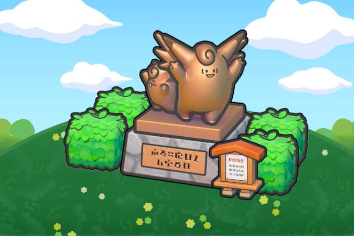A bronze statue of a Clefairy in Pokopia.