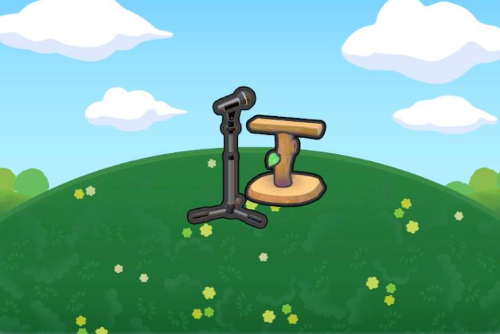 A bird perch and microphone in Pokopia.