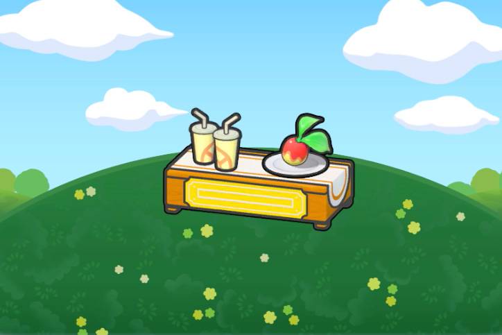 A table with paper cups and a plated Leppa Berry