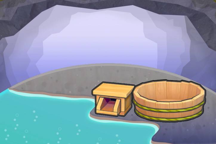 A hot spring spout next to a wash basin in Pokopia.