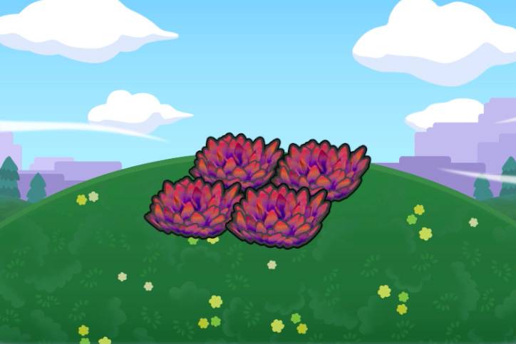 Red grass on a high hill in Pokopia.