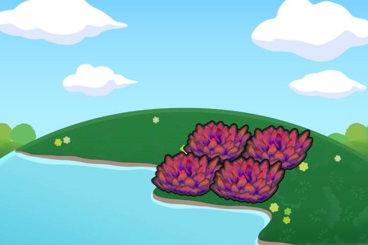 Red grass by the water in Pokopia.