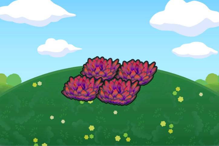 Four squares of red grass in Pokopia.