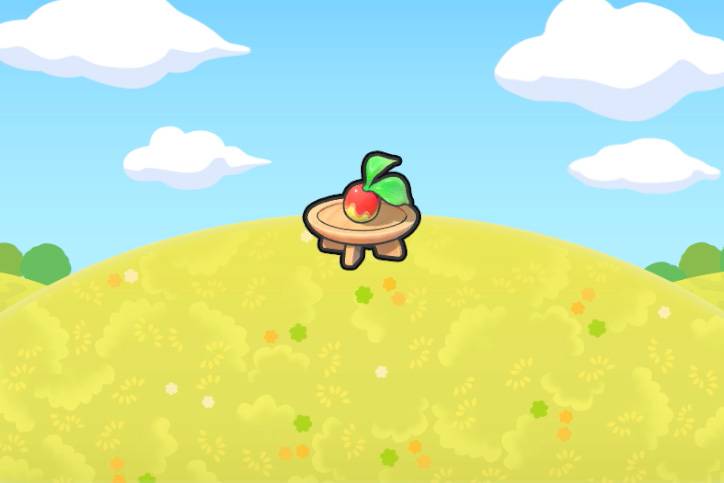 A Leppa Berry on an offering tray in Pokopia.