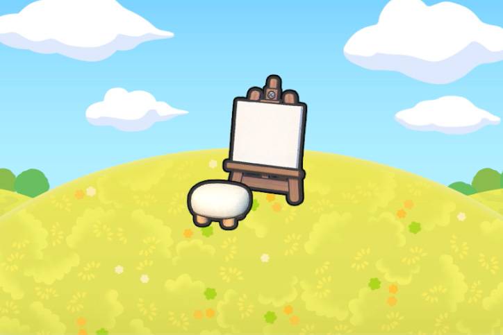 A canvas in front of a stool in Pokopia.