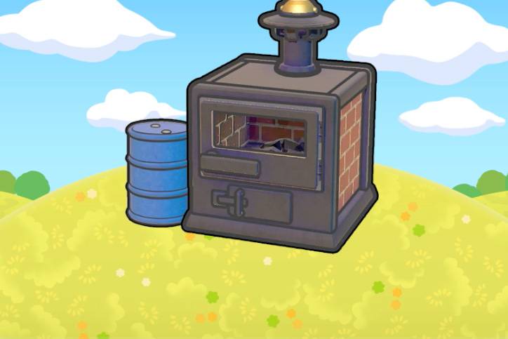 A furnace and oil drum in Pokopia.