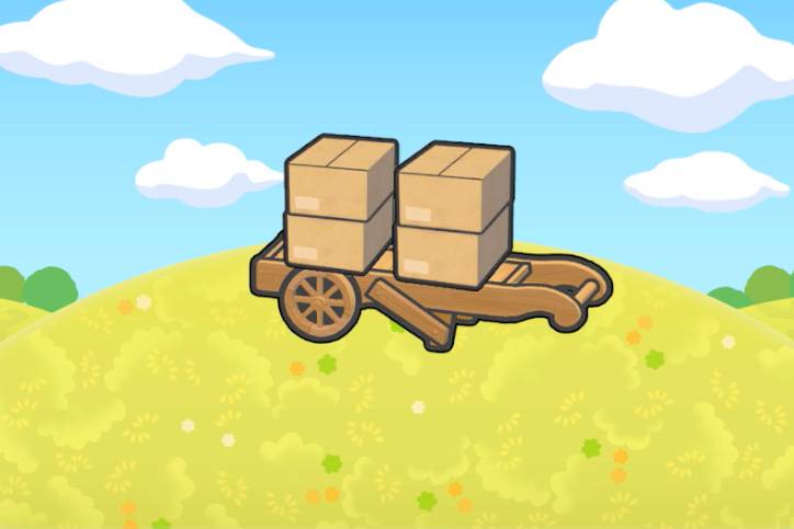 Cardboard boxes on a cart in Pokopia.