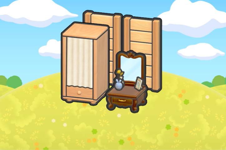 A changing room next to a vanity in Pokopia.