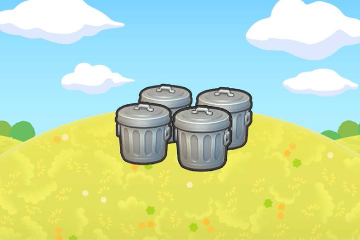Four trash cans in Pokopia.
