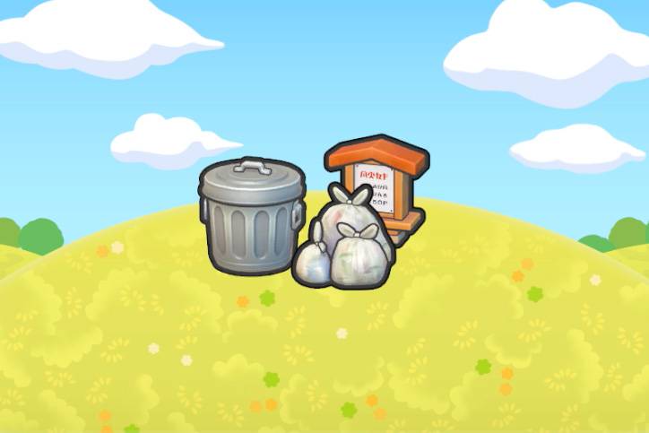 Trash near a sign in Pokopia.