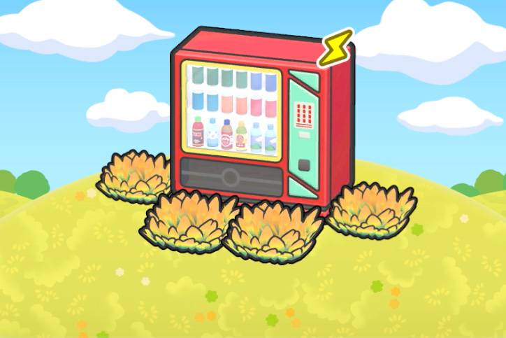 Yellow grass near a vending machine in Pokopia.