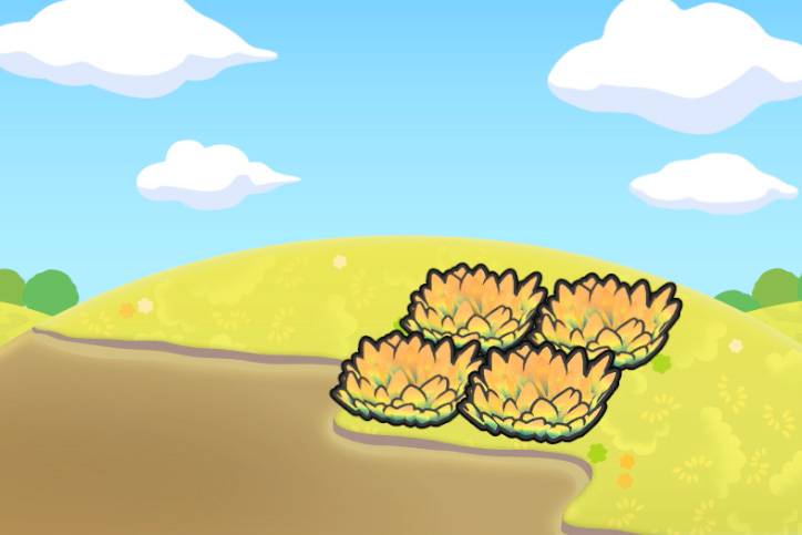 Yellow grass by some muddy water in Pokopia.