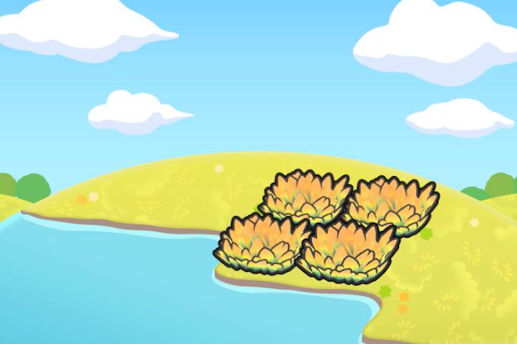 Yellow grass by some water in Pokopia.