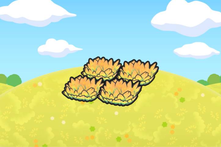 Four tiles of yellow grass in Pokopia.