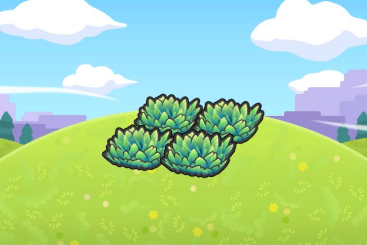 Four tiles of grass on a hill in Pokopia.