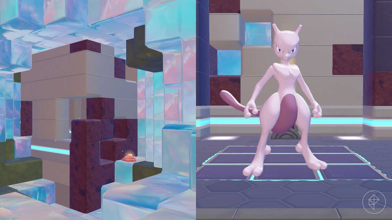 A metal room with Mewtwo inside in Pokopia.