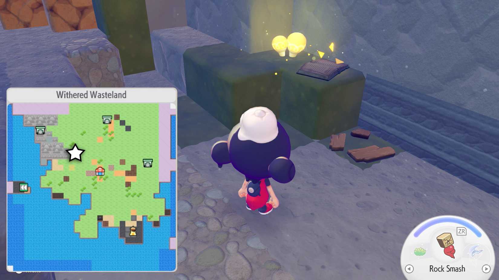 A book glowing inside of a cave in Pokopia.