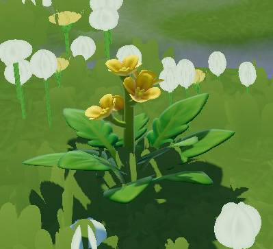 A weed with yellow flowers at the top in Heartopia