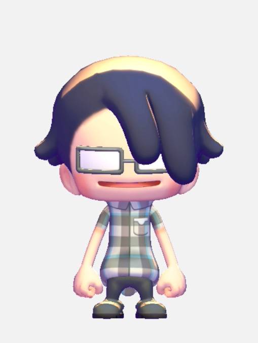 A Ditto dressed as a "super nerd" in glasses and a button-up in Pokopia.