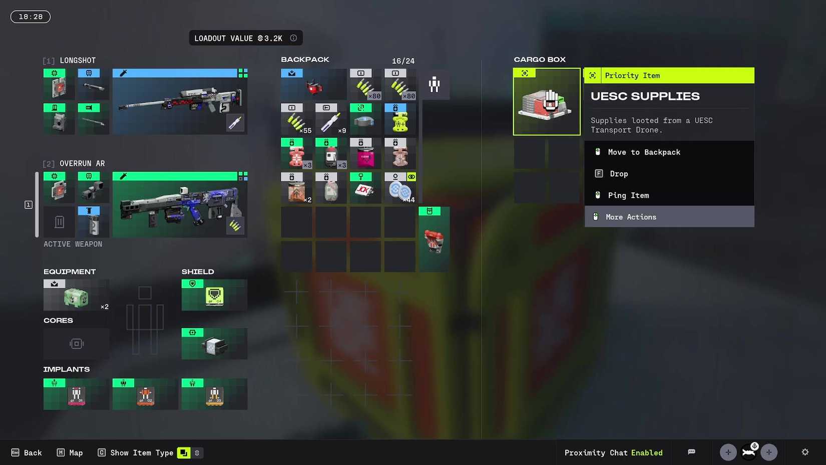 The UESC Supplies in the inventory in Marathon.