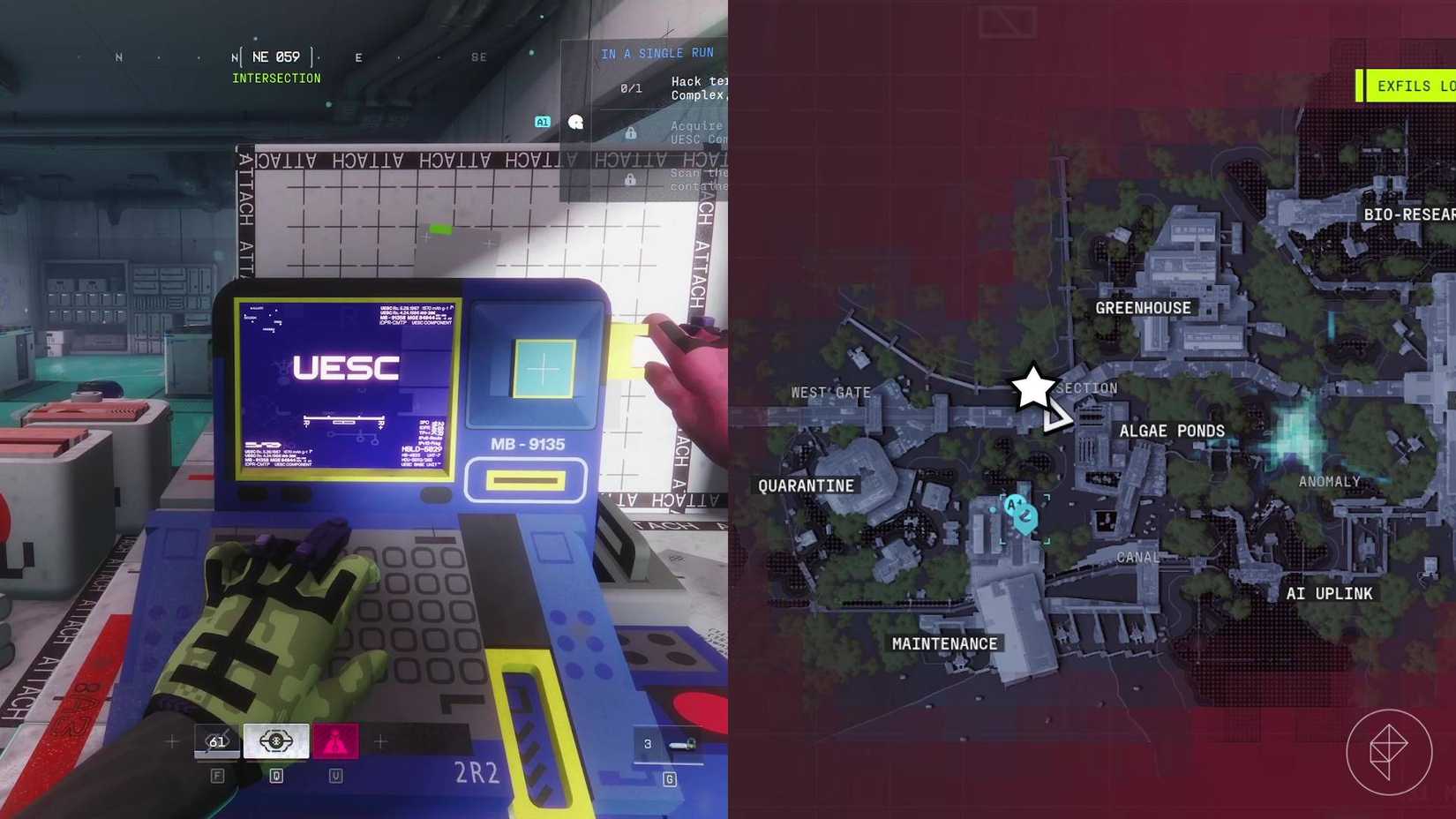  Traxus contract while the right-hand side of the image shows the location marked on the in-game map with a star icon.