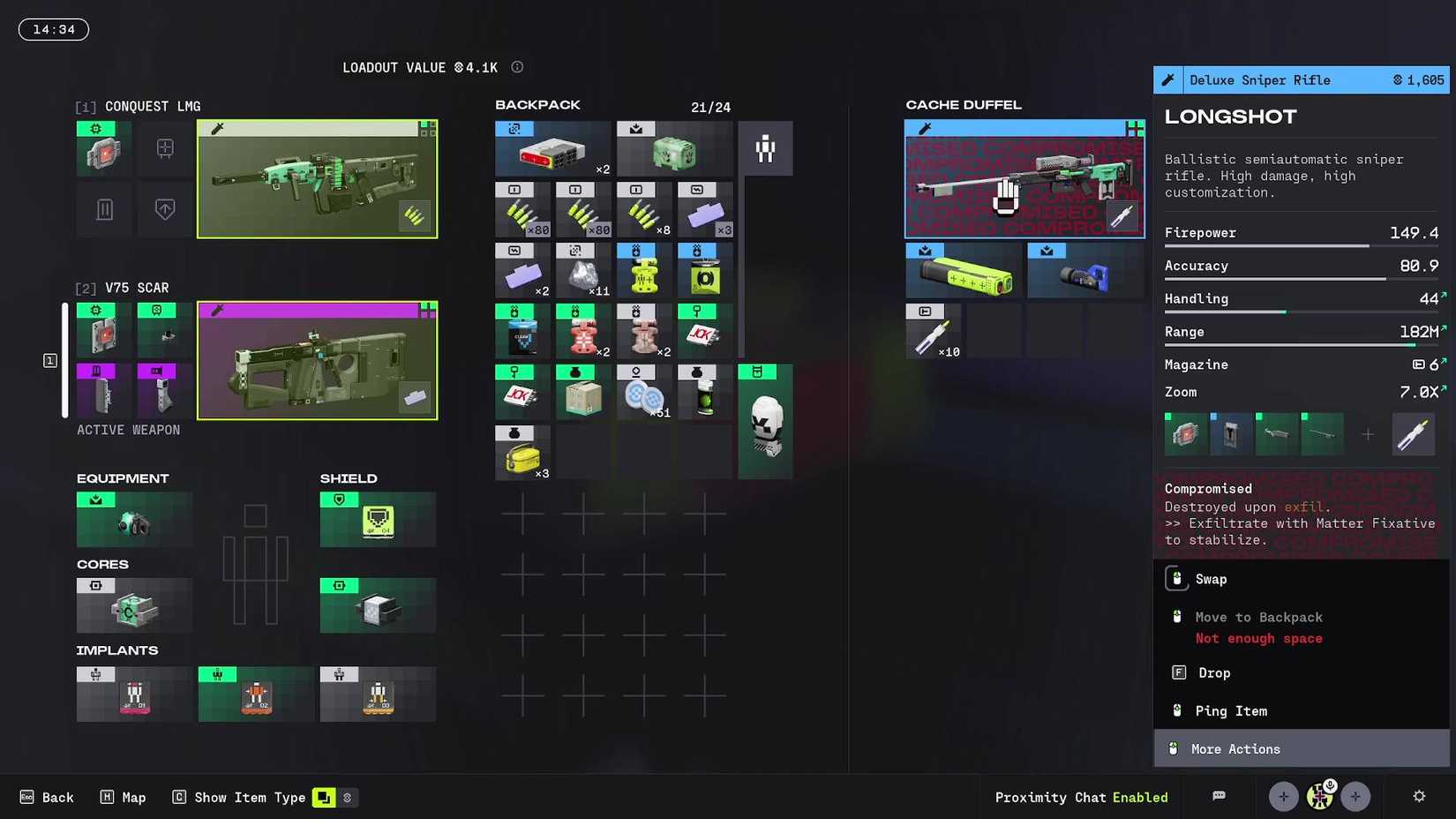 A screenshot of the loot you can expect to find inside the Maintenance Pump room in Marathon.