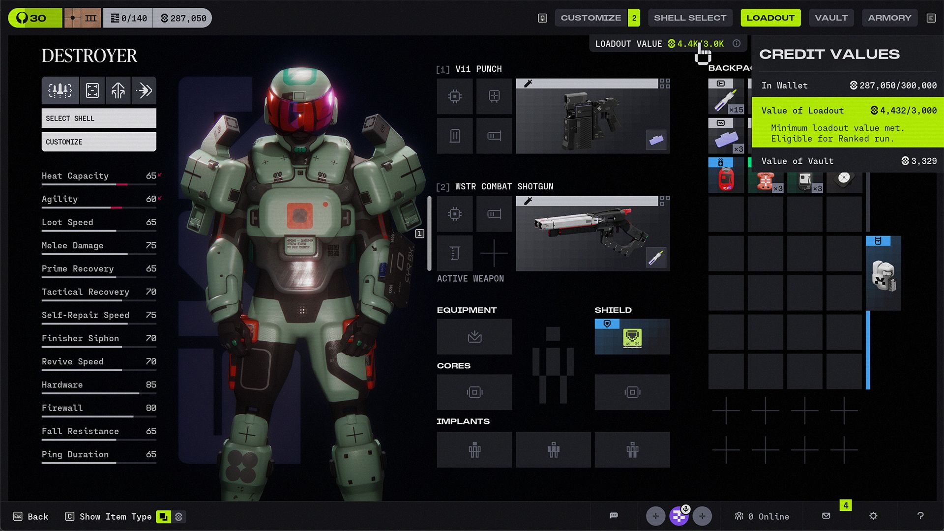 An in-game screenshot showing the gear ante requirements for a ranked Marathon session.