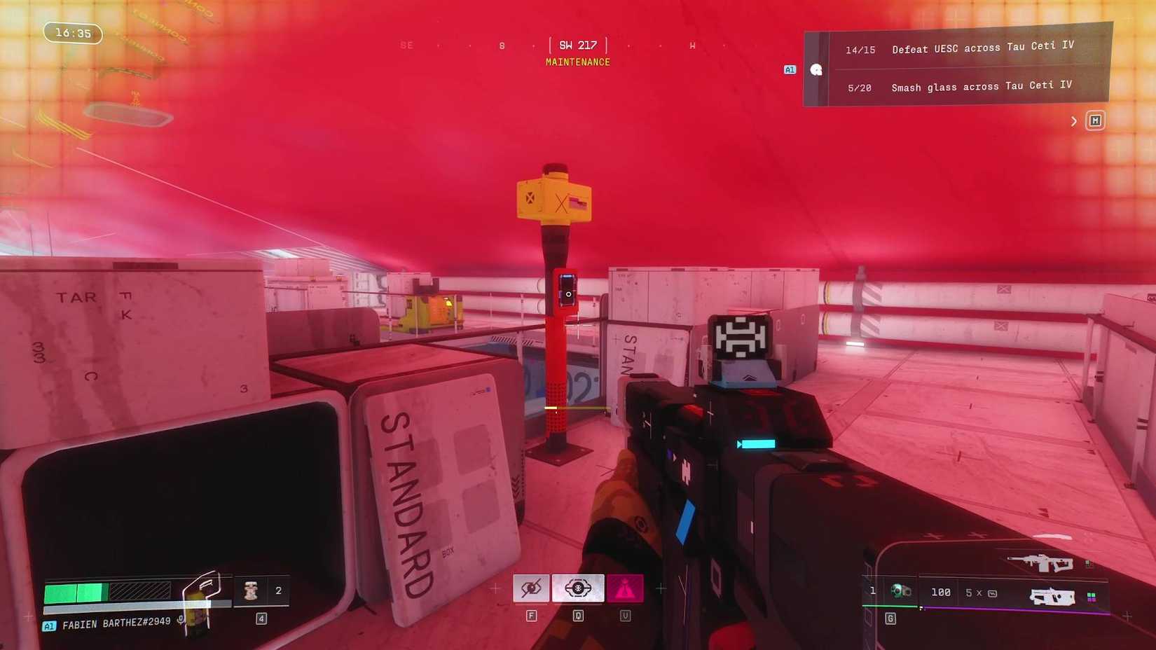 The player in Marathon looking at the TAD in Maintenance.