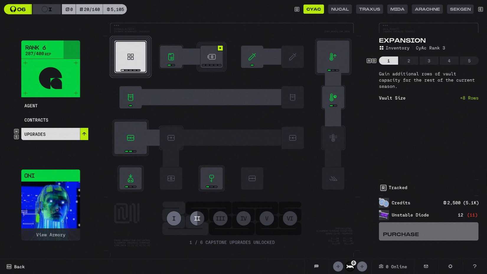 The Expansion upgrade in Marathon on the CyberAcme skill tree.