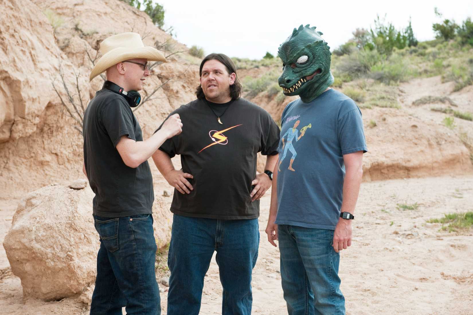 Director Greg Mottola talks with Nick Frost and Simon Pegg