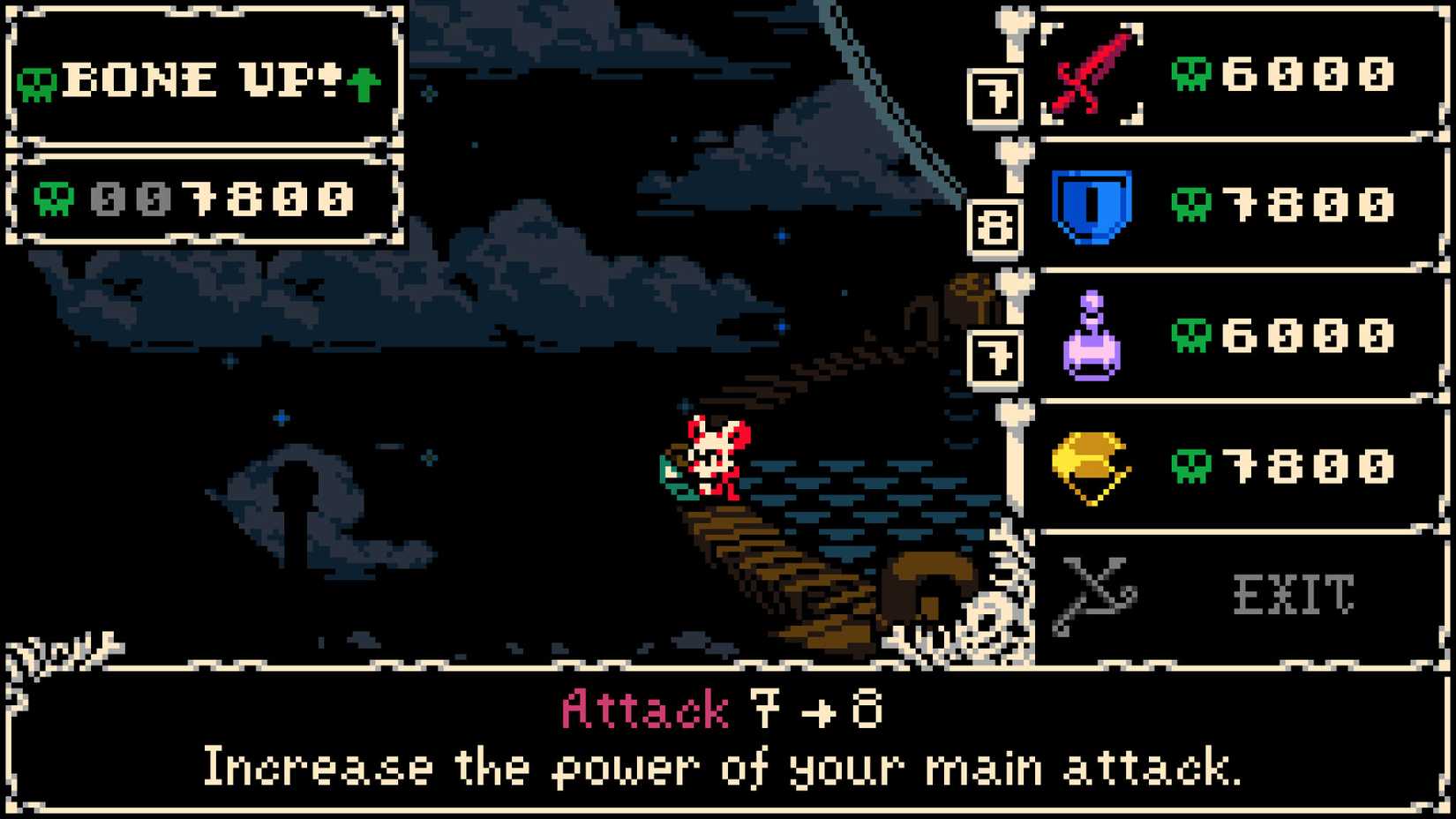 Mina levels up in Mina the Hollower.