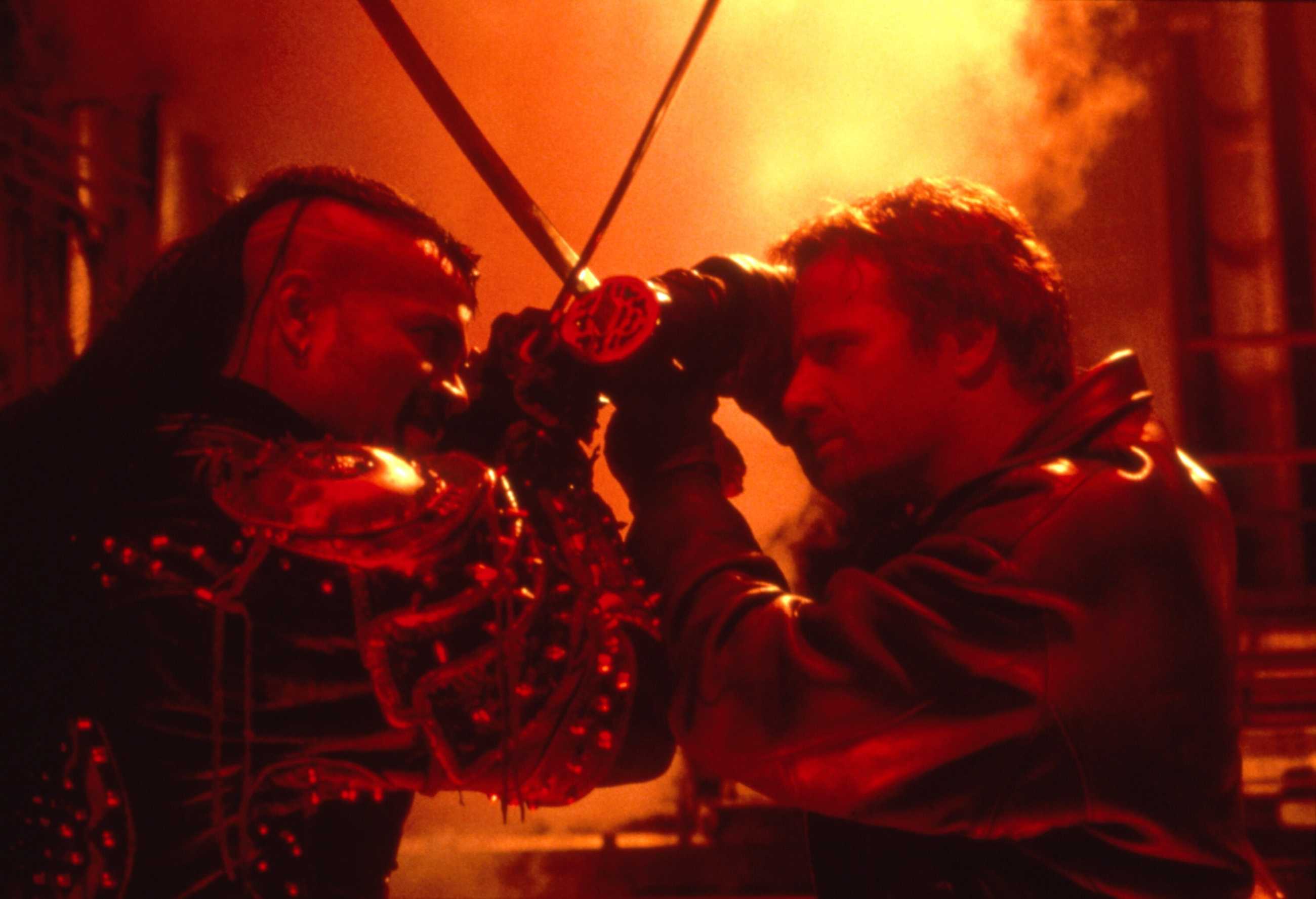 A swordfight in Highlander